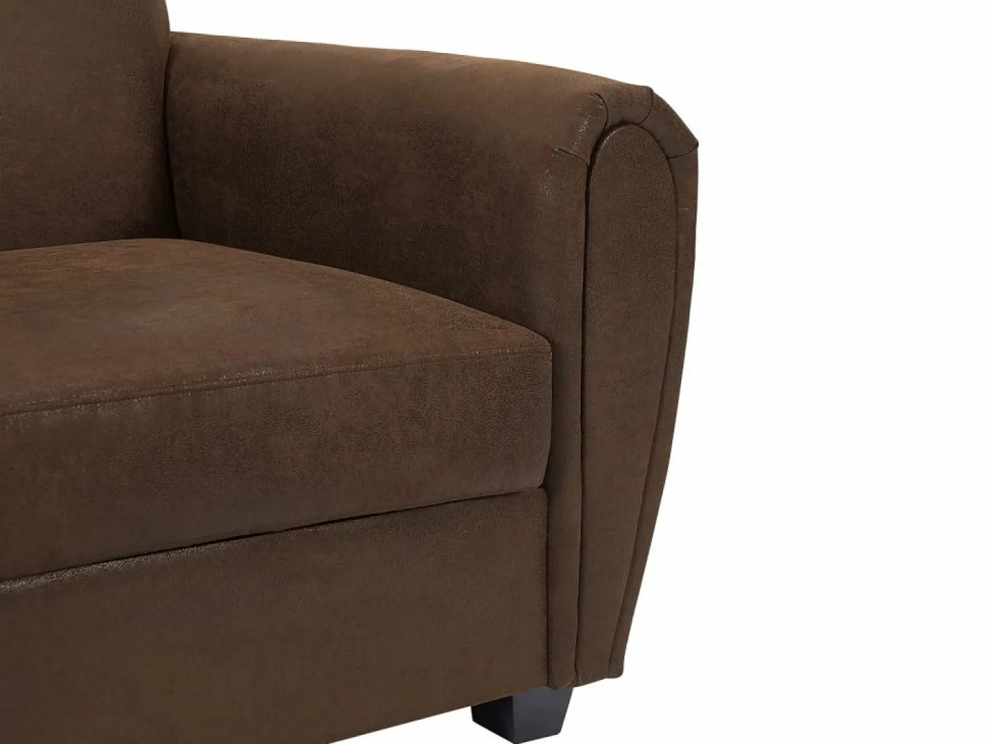 Vente-unique Sillón club VICTORY III en microfibra con efecto cuero envejecido Marru00f3n Hot