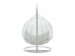 MYLIA Sillón colgante de 2 plazas de ratán trenzado y cojín beige - VAHINA de Blanco