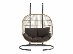 MYLIA Sillón colgante de 2 plazas de ratán natural claro y gris - LISSANDRA de Gris antracita / Color natural claro Online