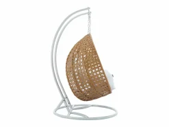 MYLIA Sillón Colgante|Sillón colgante de 2 plazas ratán natural cojines blancos - TILLO de