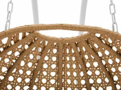 MYLIA Sillón Colgante|Sillón colgante de 2 plazas ratán natural cojines blancos - TILLO de