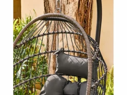 Sweeek Sillón Colgante|Sillón colgante de jardín tipo huevo de acero y poliéster antracita