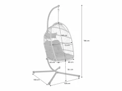 Sweeek Sillón Colgante|Sillón colgante de jardín tipo huevo de acero y poliéster antracita