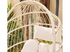 Sweeek Sillón colgante de jardín tipo huevo de acero y poliéster Beige Outlet