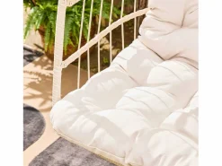 Sweeek Sillón colgante de jardín tipo huevo de acero y poliéster Beige Outlet