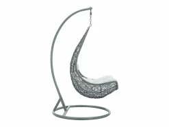MYLIA Sillón colgante de ratán trenzado - con cojines blancos - OROSI de Gris claro