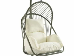 MYLIA Sillón Colgante|Sillón colgante de resina trenzada - con cojines blancos - LUTUS de