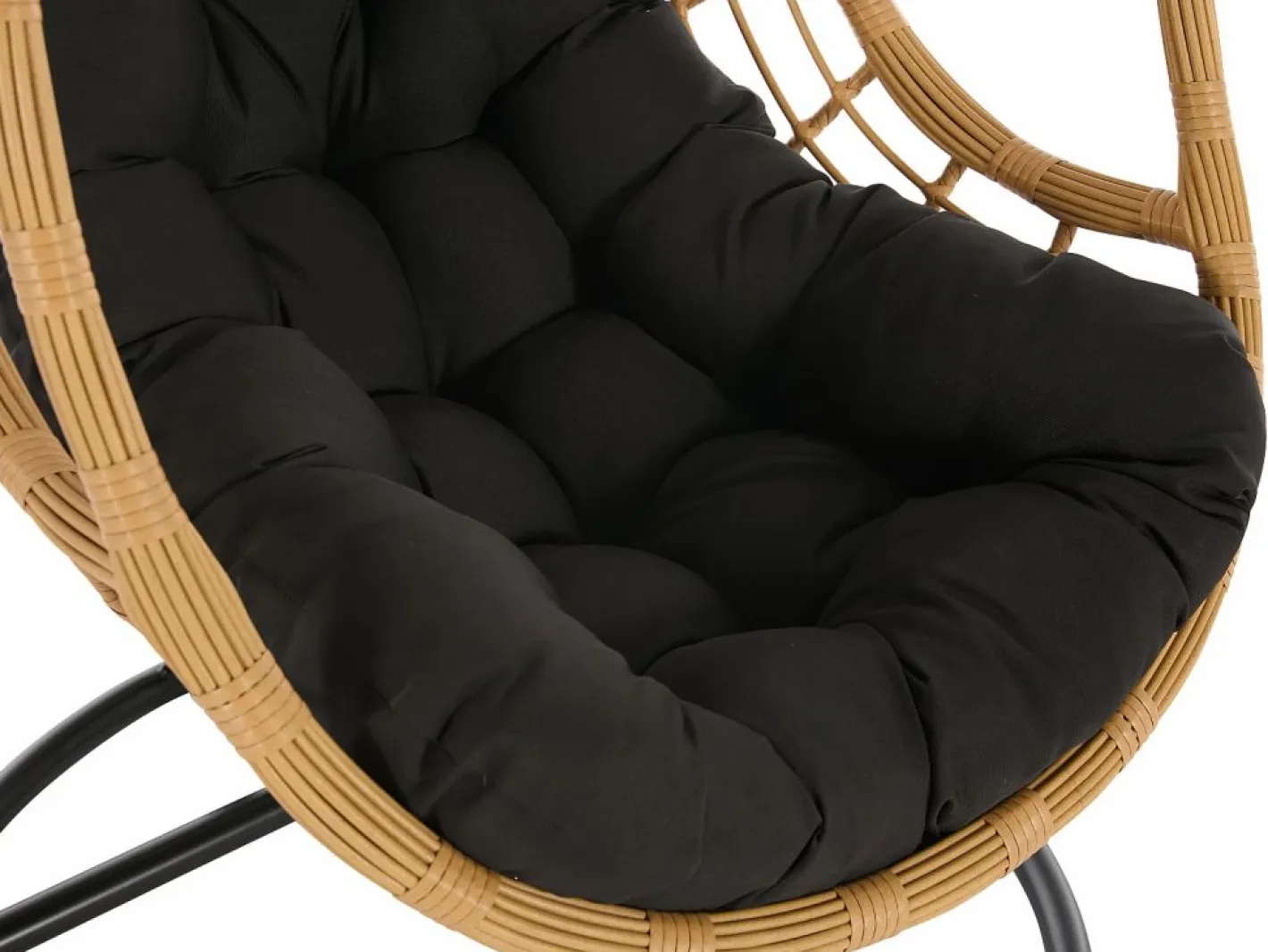 Sillón colgante de resina trenzada - Natural claro con cojín negro - ZALO de^MYLIA Discount