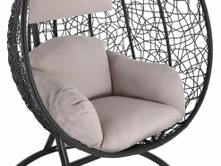 Vente-unique Sillón colgante de resina trenzada - Antracita - CAMPLI de MYLIA Gris antracita Hot