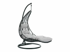 MYLIA Sillón colgante de resina trenzada - con cojines grises - LUVA de Negro Clearance