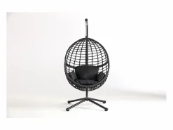 Sillón colgante negra de resina trenzada AUROA^Concept-Usine Discount