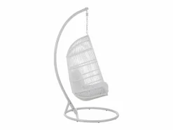 Les Tendances Sillón colgante ovalado de acero con efecto ratán natural BINO – Elegancia aérea-Color Blanco Sale