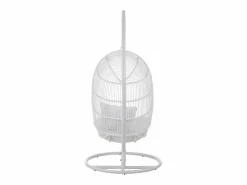 Les Tendances Sillón colgante ovalado de acero con efecto ratán natural BINO – Elegancia aérea-Color Blanco Sale