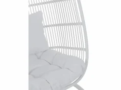 Les Tendances Sillón colgante ovalado de acero con efecto ratán natural BINO – Elegancia aérea-Color Blanco Sale