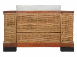 Clicnbuy Sillón De Mimbre|Sillón con cojines de ratán natural marrón