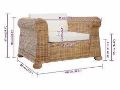 vidaxl Sillón con cojines ratán natural Marru00f3n Sale