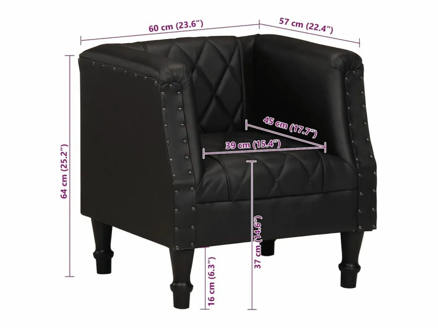 Clicnbuy Sillón De Piel|Sillón con diseño de cubo cuero de cabra auténtico
