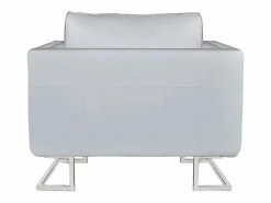 Clicnbuy Sillón con patas cromadas y cuero artificial Blanco Online