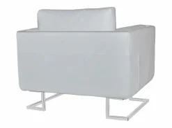 Clicnbuy Sillón con patas cromadas y cuero artificial Blanco Online