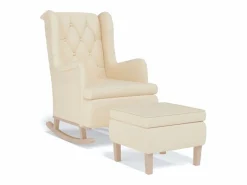 vidaxl Sillón Balancín|Sillón con patas mecedoras y taburete de tela color