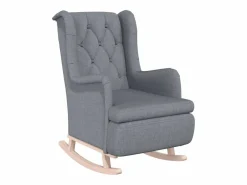 Clicnbuy Sillón con patas mecedoras y taburete de tela claro Gris Discount