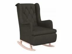 Sillón con patas mecedoras y taburete de tela oscuro^vidaxl Discount