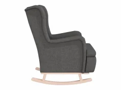 Clicnbuy Sillón con patas mecedoras madera de caucho tela oscuro Gris Discount