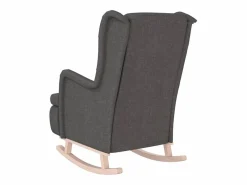 Clicnbuy Sillón con patas mecedoras madera de caucho tela oscuro Gris Discount