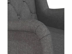 Clicnbuy Sillón con patas mecedoras madera de caucho tela oscuro Gris Discount