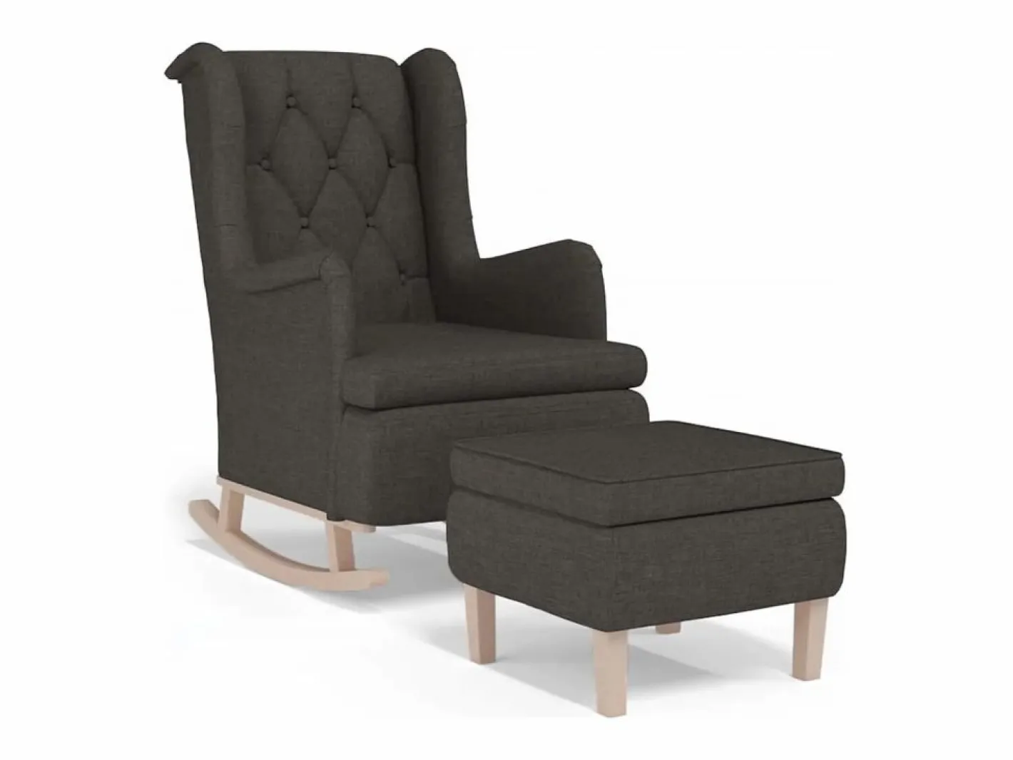 Clicnbuy Sillón Balancín|Sillón con patas mecedoras y taburete de tela oscuro