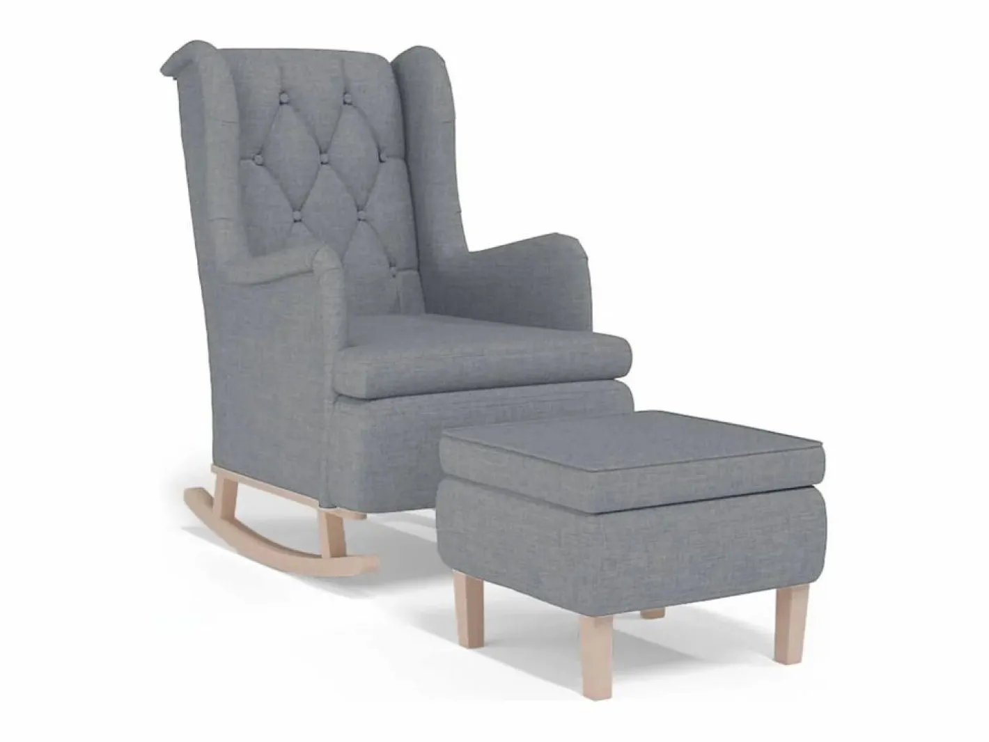 Sillón con patas mecedoras y taburete de tela claro^vidaxl Best