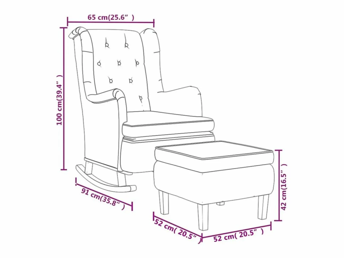Sillón con patas mecedoras y taburete de tela claro^vidaxl Best