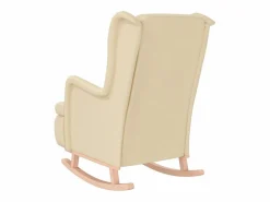 vidaxl Sillón con patas mecedoras madera maciza caucho y tela Crema Hot