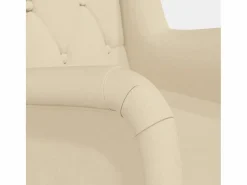 vidaxl Sillón con patas mecedoras madera maciza caucho y tela Crema Hot