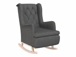 Sillón con patas mecedoras madera caucho terciopelo oscuro^vidaxl Outlet