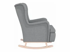 Clicnbuy Sillón Balancín|Sillón con patas mecedoras madera maciza caucho tela claro