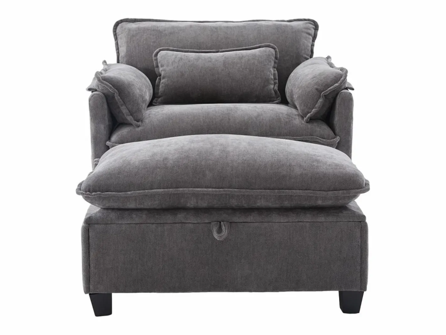 Sillón con reposapiés con almacenamiento y cojín - Tela de chenilla -^Hauss Spole Sale