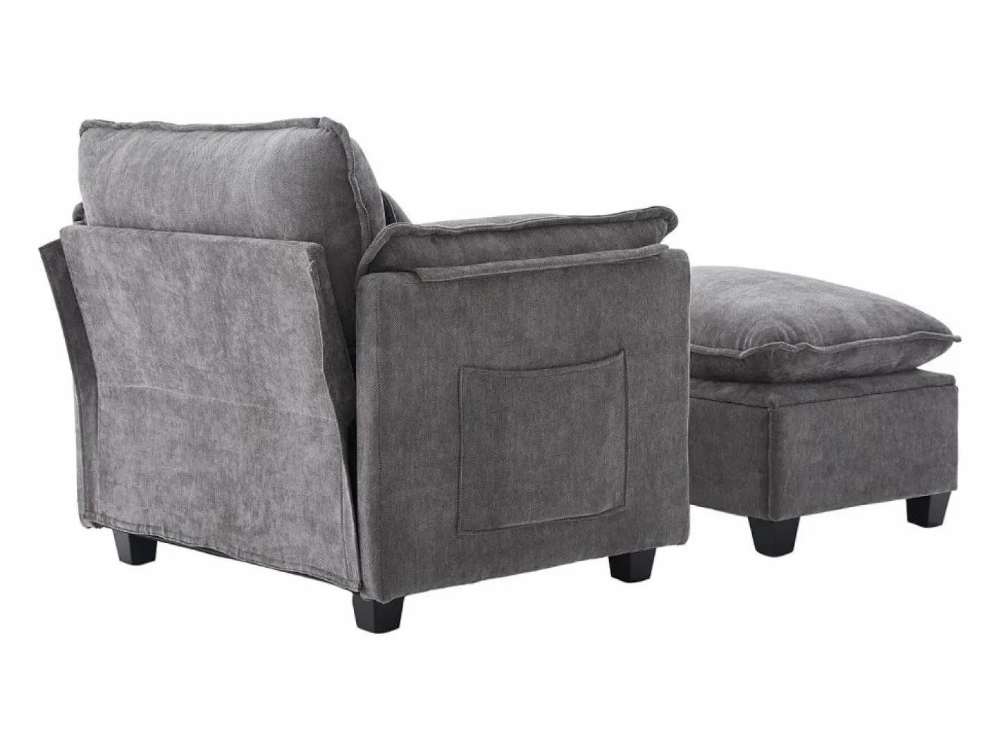 Sillón con reposapiés con almacenamiento y cojín - Tela de chenilla -^Hauss Spole Sale