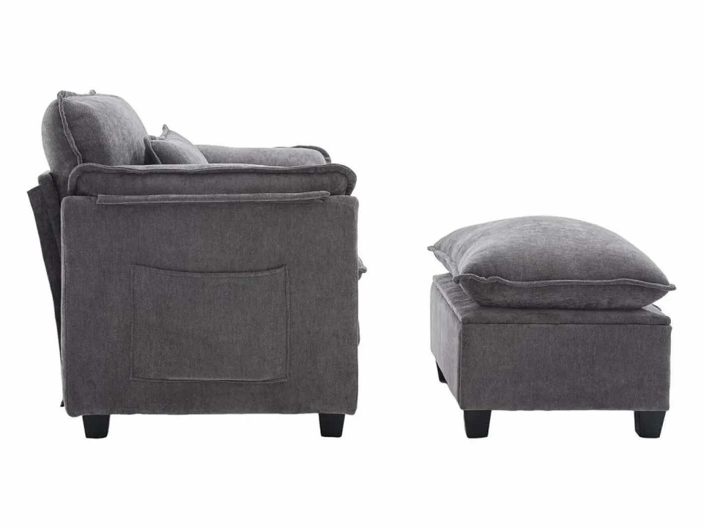 Sillón con reposapiés con almacenamiento y cojín - Tela de chenilla -^Hauss Spole Sale