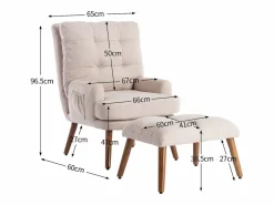 KOMHTOM Sillón Cama|Sillón con reposapiés, respaldo ajustable en cinco posiciones, función reclinable,
