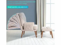 KOMHTOM Sillón Cama|Sillón con reposapiés, respaldo ajustable en cinco posiciones, función reclinable,