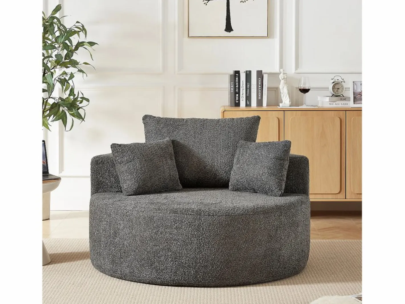 Hauss Spole Sillón Estilo Cabriolet|Sillón con soporte lumbar y reposacabezas, tapizado en tela de chenilla .