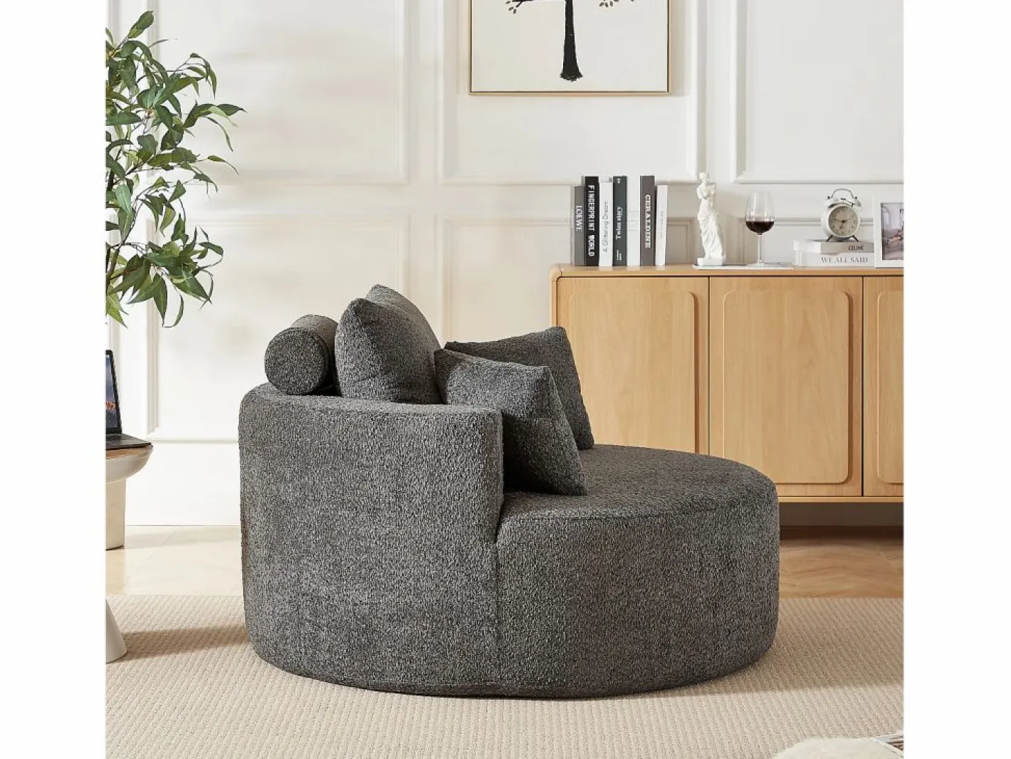 Hauss Spole Sillón Estilo Cabriolet|Sillón con soporte lumbar y reposacabezas, tapizado en tela de chenilla .