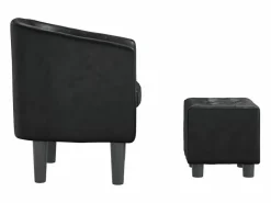 vidaxl Sillón con taburete cuero sintético Negro Best