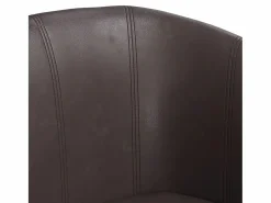 Sillón con taburete cuero sintético marrón^vidaxl