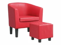 Clicnbuy Sillón Estilo Cabriolet|Sillón con taburete cuero sintético