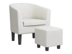 vidaxl Sillón Estilo Cabriolet|Sillón con taburete cuero sintético