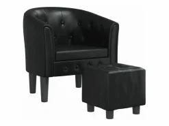 Clicnbuy Sillón con taburete cuero sintético Negro Hot