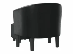 vidaxl Sillón con taburete cuero sintético Negro Outlet