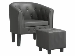 Sillón con taburete cuero sintético ES46698^ New